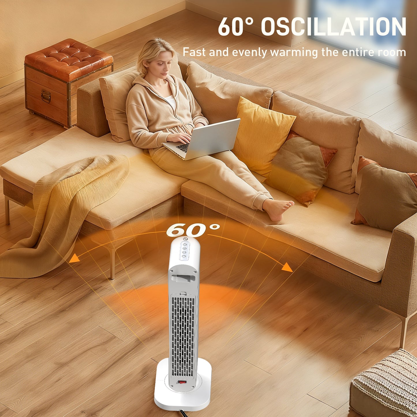 Ceramic Electric Heater, 2000W Fan Space Heater, White
