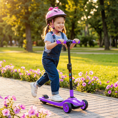Electric Scooter for Kids, 3 Wheel Foldable Kids Scooter, Purple