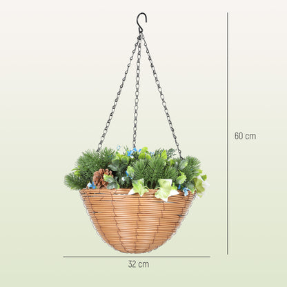 Artificial Flowers in Basket Set of 2 with PE Leaves and 18 Flowers