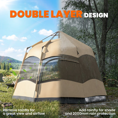 Double Layer Pop Up Tent with Rainfly, Portable Camping Shelter