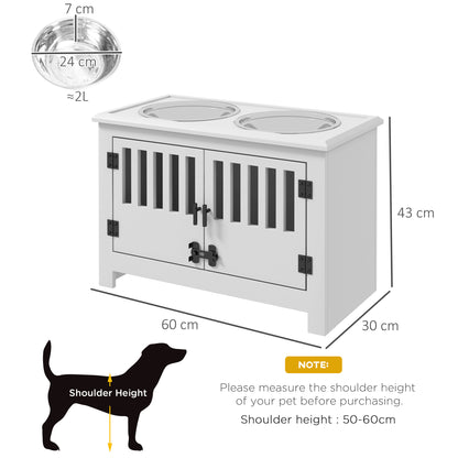 Raised Dog Bowls for Large Dogs Feeding Station w/ Stand, Storage - White