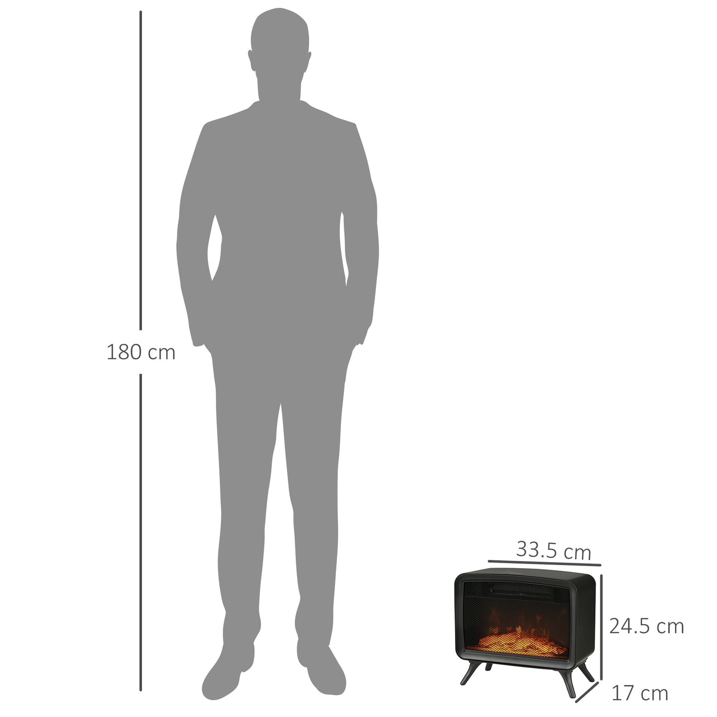 Electric Fireplace Stove, Freestanding or Tabletop, with LED Flame Effect, Overheating Protection, 800W/1600W