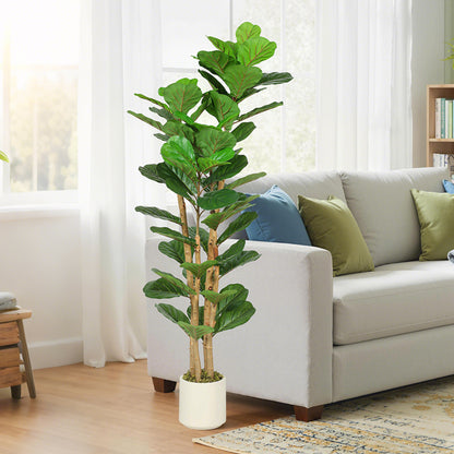 150cm Artificial Fiddle Leaf Fig Tree with Solid Wood Trunks