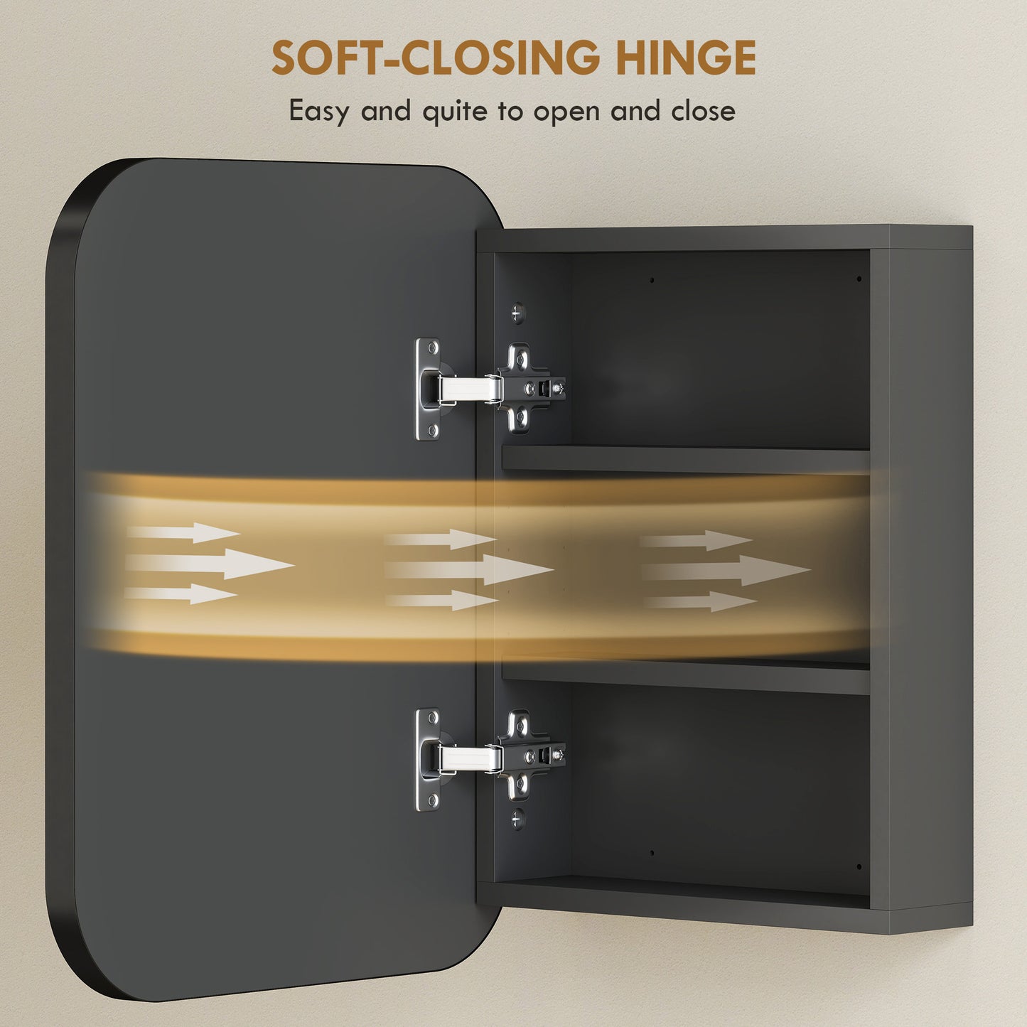 Wall Mounted Bathroom Cabinet with Mirror Adjustable Shelves Black