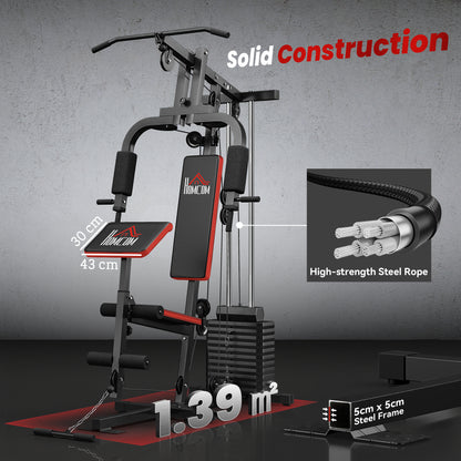 Multi Home Gym Machine with 65kg Weights for Strength Training Black