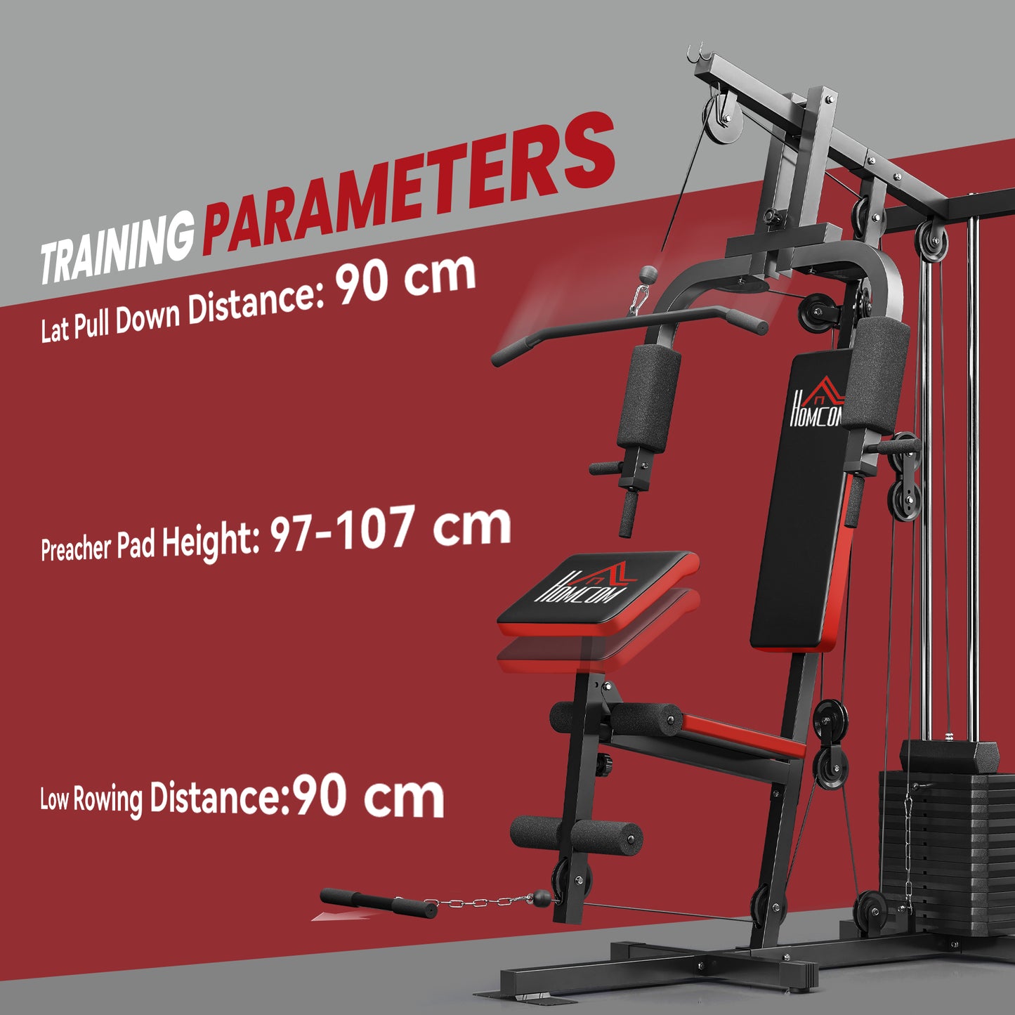 Multi Home Gym Machine with 65kg Weights for Strength Training Black