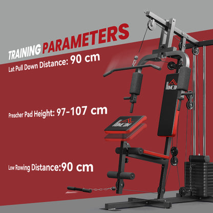 Multi Home Gym Machine with 65kg Weights for Strength Training Black
