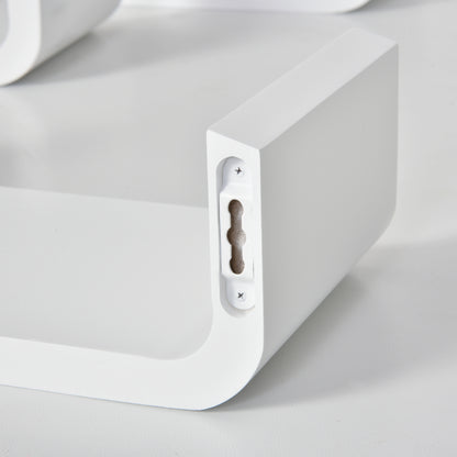 U Shaped Shelf Set Floating Wall Mounted White Hanging 3pc Display