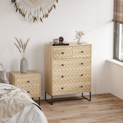 Chest Of 5 Drawers Storage Unit Unique Zigzag Design Anti Tip & Top