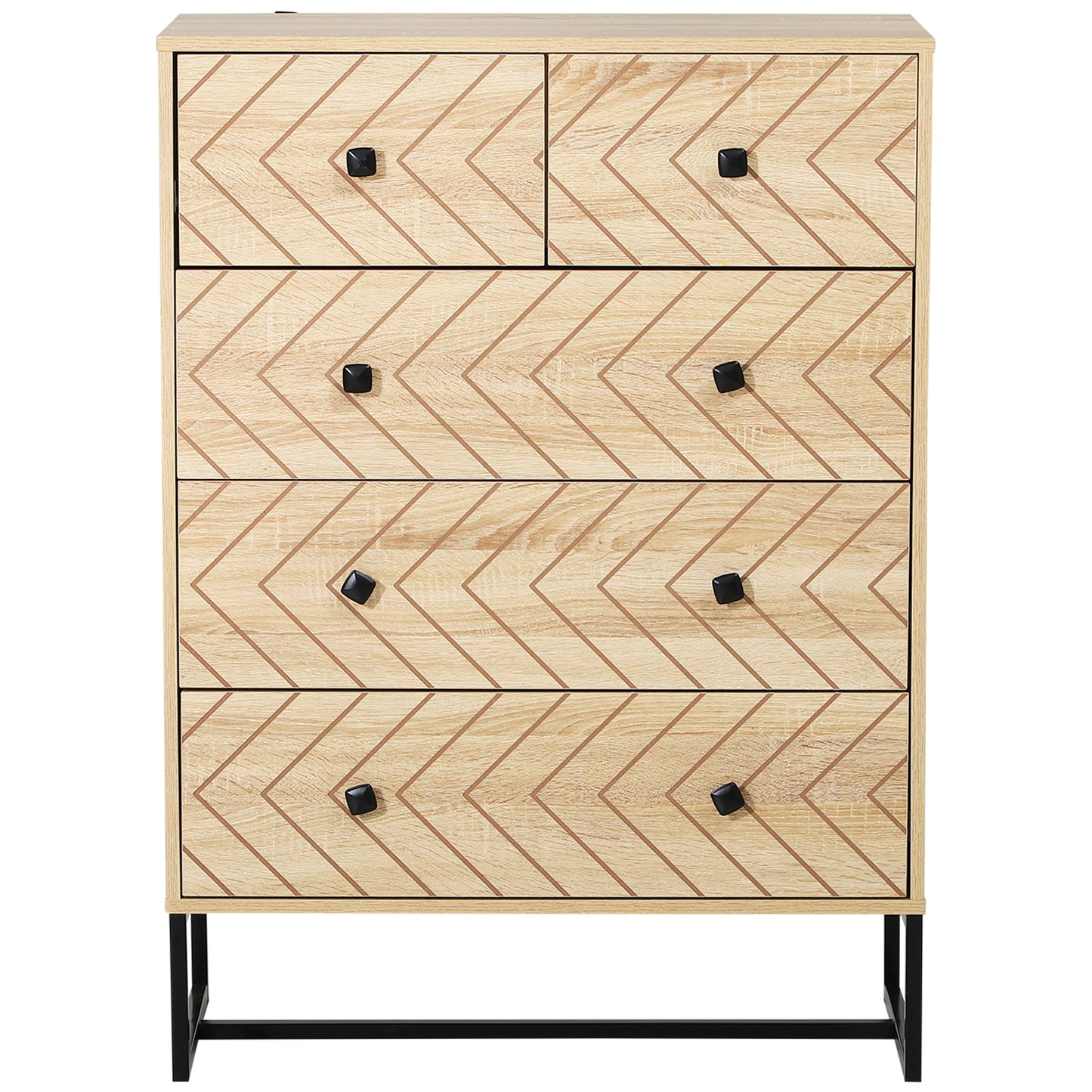 Chest Of 5 Drawers Storage Unit Unique Zigzag Design Anti Tip & Top