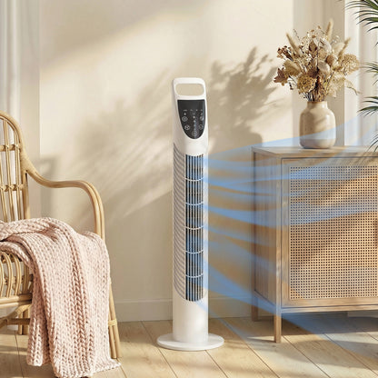78.5cm Oscillation Tower Fan with Remote Control 3-Speed Wind White