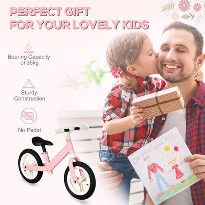 AIYAPLAY 12" Kids Balance Bike, No Pedal Training Bike for Children with Adjustable Seat, 360¬∞ Rotation Handlebars - Pink