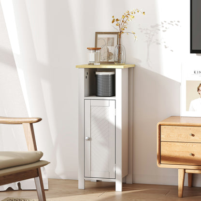 Narrow Bathroom Storage Cabinet with Open Shelf, White