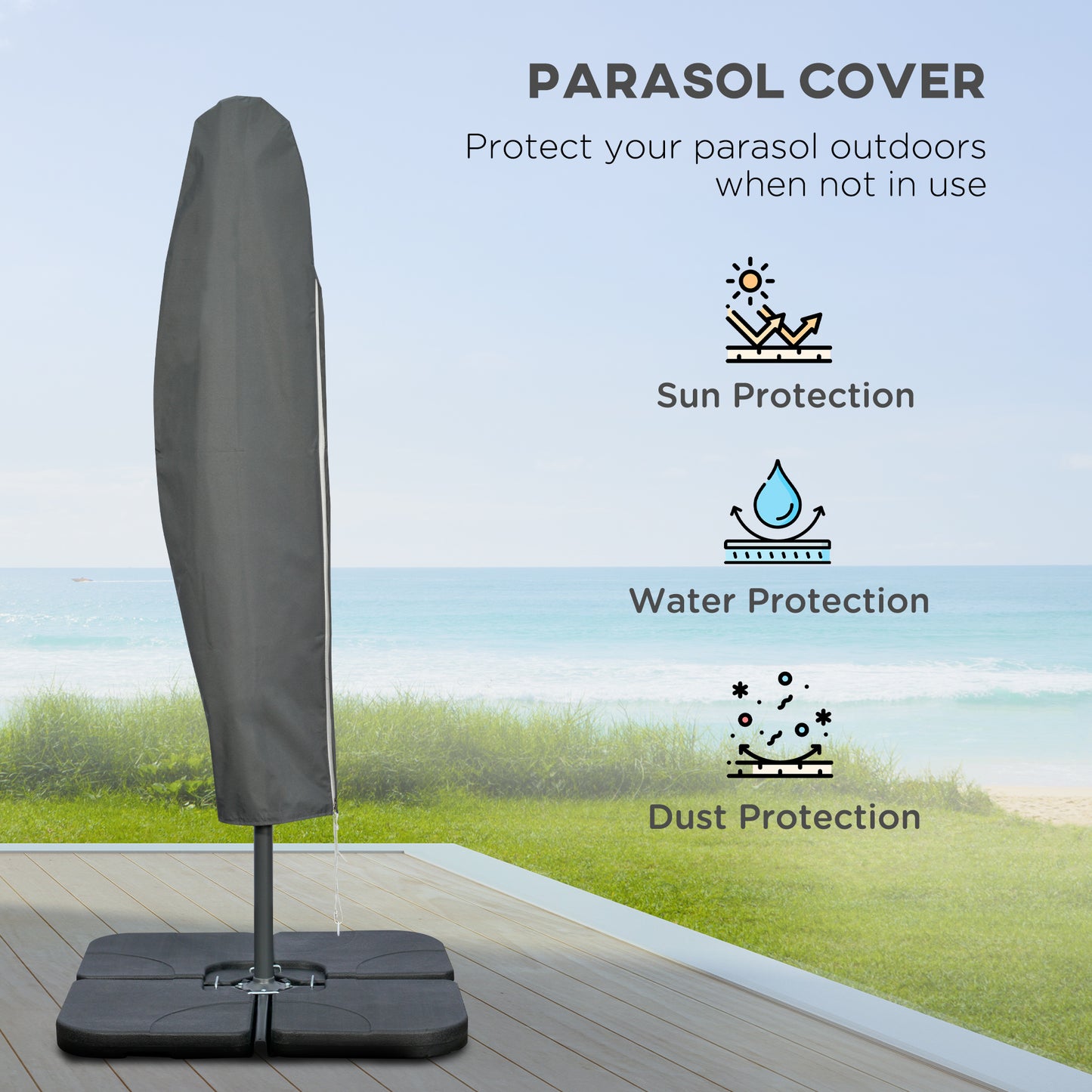 3(m) Banana Parasol Cantilever Umbrella Garden w/ Base Weights
