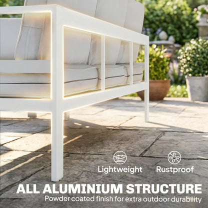 Aluminium Garden Furniture Sofa Set with Olefin Cushions, White