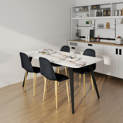 Dining Chairs Set of 4 w/ Curved Back, Steel Legs, Black