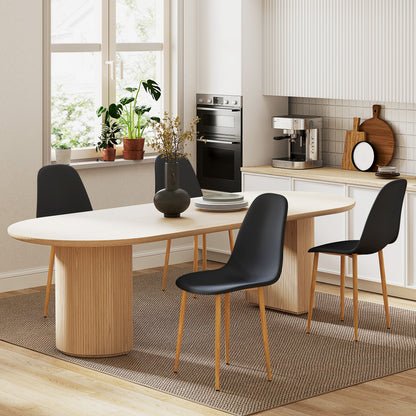 Dining Chairs Set of 4 w/ Curved Back, Steel Legs, Black