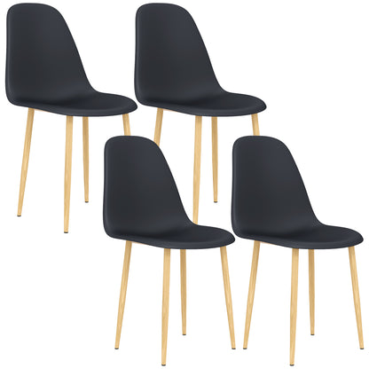 Dining Chairs Set of 4 w/ Curved Back, Steel Legs, Black