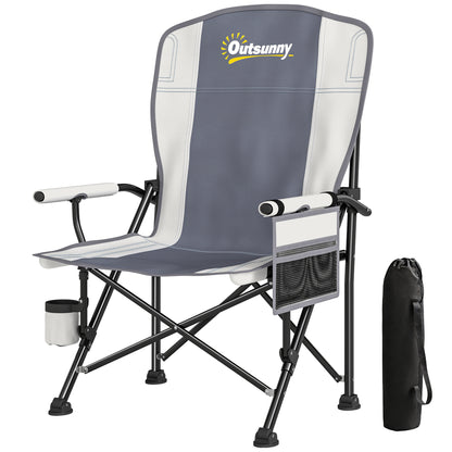 Camping Chair Padded with Side Pocket Light Grey