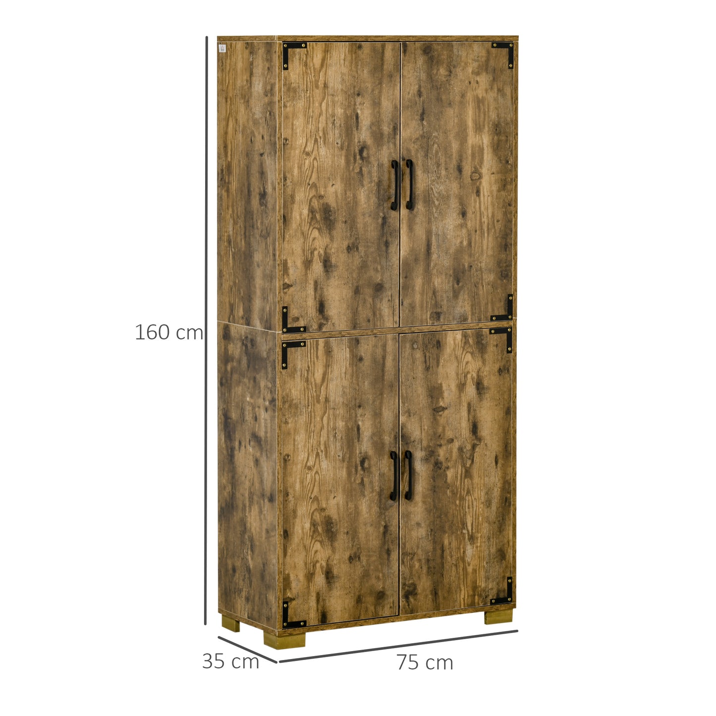 Farmhouse 4-Door Cabinet with Storage Shelves for Bedroom Rustic Wood