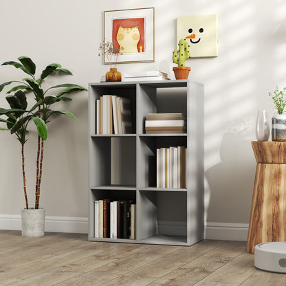 6-Cube Bookshelf, Display Shelving Unit for Home Office, Light Grey