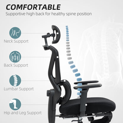 Ergonomic Office Chair, Recliner Computer Chair with Footrest, Black