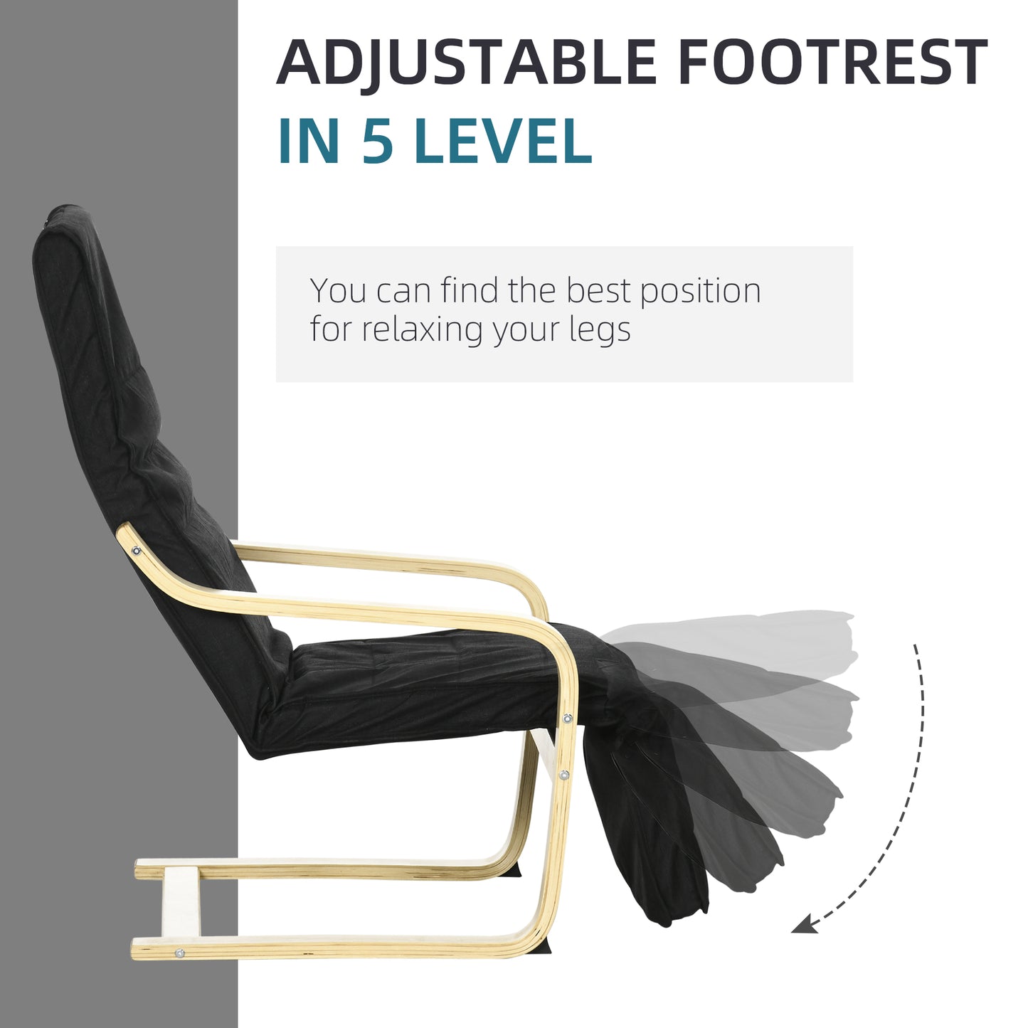 Lounge Chair Recliner Adjustable Footrest Home Black
