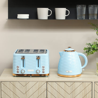 Kettle and Toaster Set 1.7L Kettle & 4 Slice Toaster Light, Blue