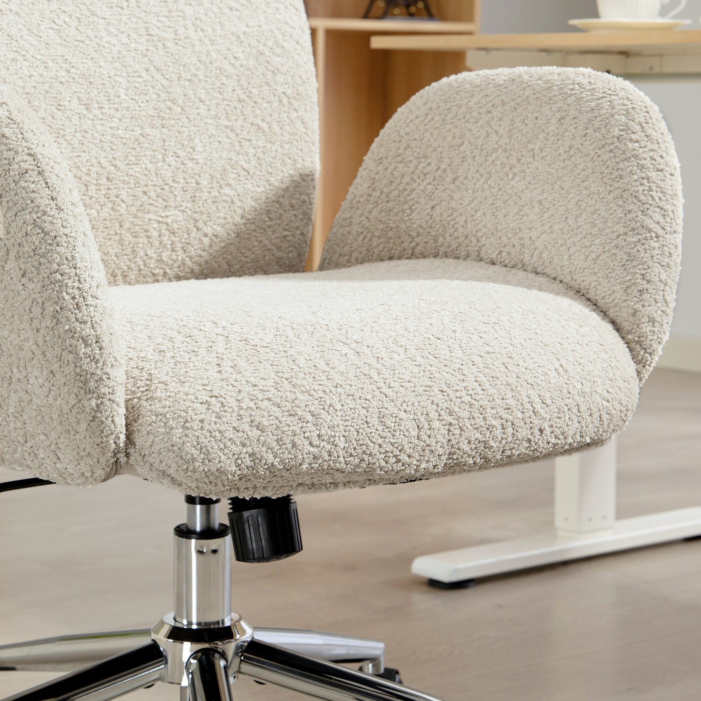 Office Chair with Adjustable Headrest, Comfy Desk Chair, Pale Grey