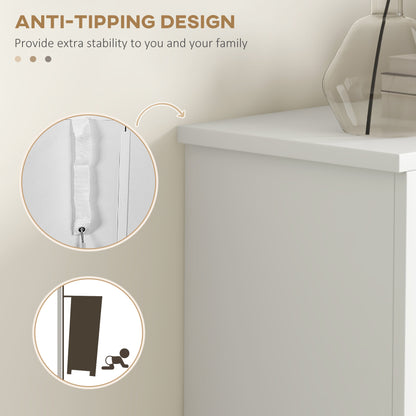 Modern Shoe Cabinet with 2 Flip Drawers and Adjustable Shelves, White