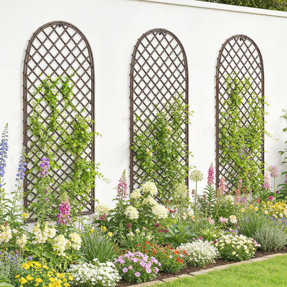Garden Arch, Wicker Trellis Support Frame with Dome Top, Natural