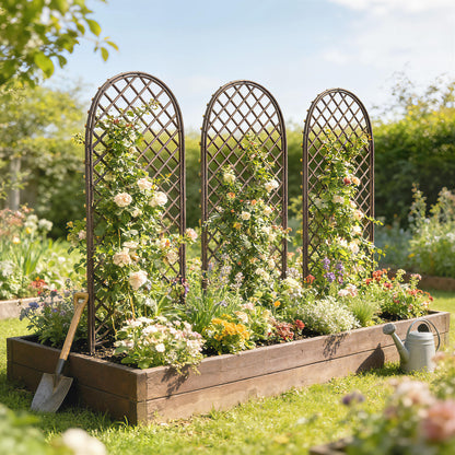 Garden Arch, Wicker Trellis Support Frame with Dome Top, Natural