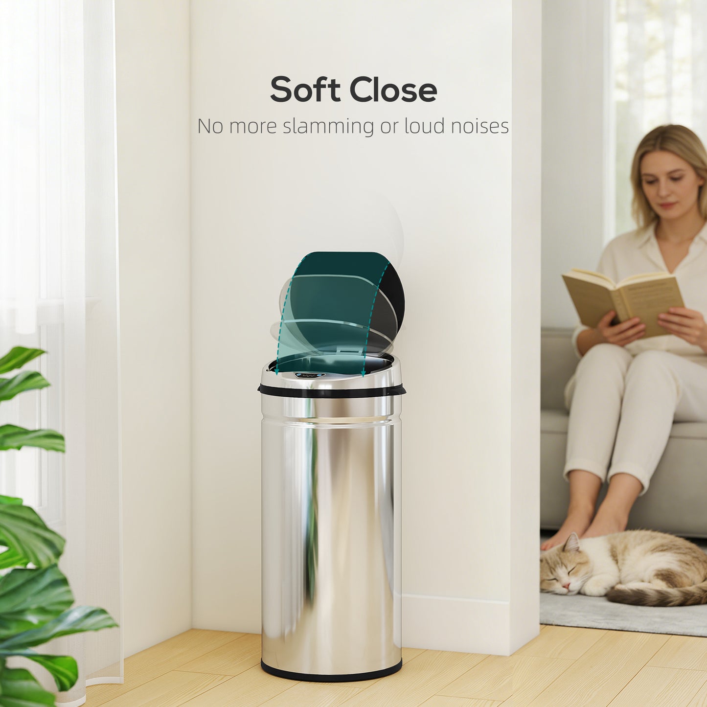 42L Sensor Bin, Stainless Steel Kitchen Bin with Automatic Close