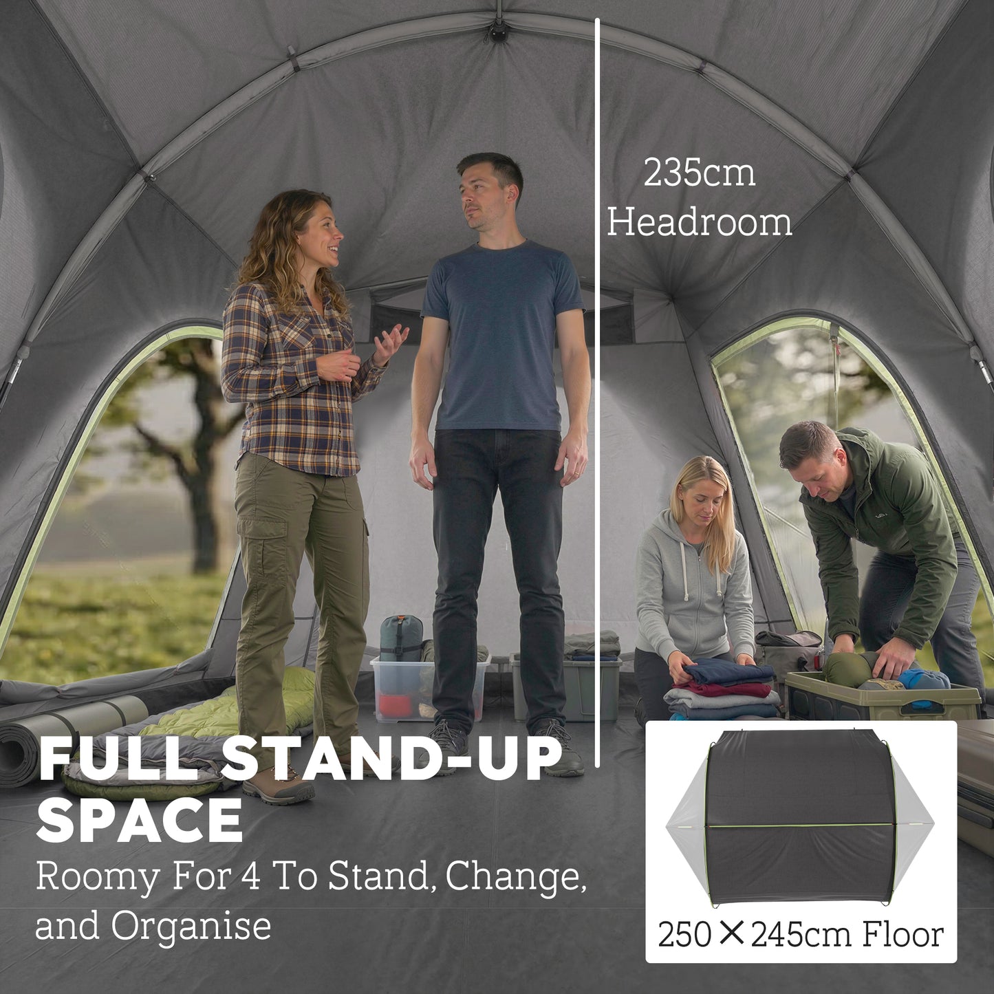 Car Tent, 3000mm Waterproof Tailgate Tent, 250 x 245 x 235 cm with Mesh Windows and Storage Bag, Quick Setup Trunk SUV Boot Shelter for Family Camping Travelling Outdoor Activities
