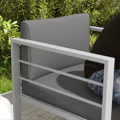 Patio Furniture Aluminium Armchair with Cushions, Charcoal Grey