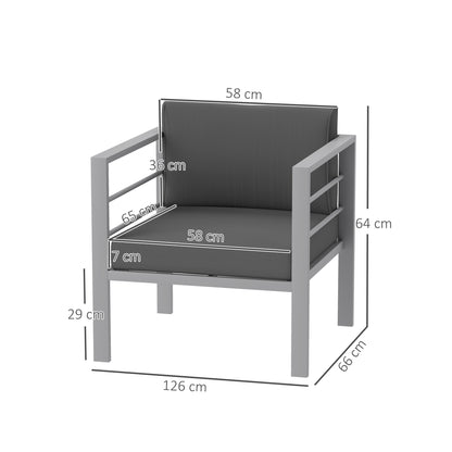 Patio Furniture Aluminium Armchair with Cushions, Charcoal Grey