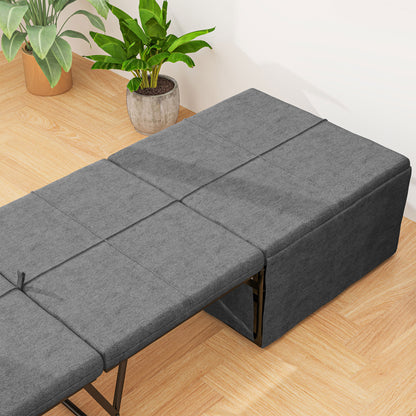 Linen Foldable Guest Bed Dust Cover and Metal Frame, 69 x 181.5 cm