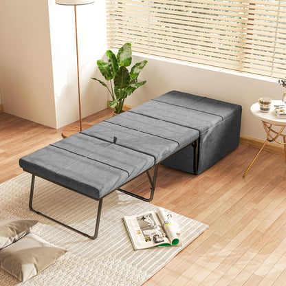 Linen Foldable Guest Bed Dust Cover and Metal Frame, 69 x 181.5 cm