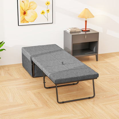 Linen Foldable Guest Bed Dust Cover and Metal Frame, 69 x 181.5 cm