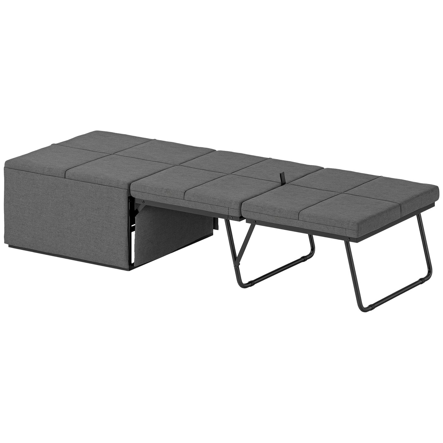 Linen Foldable Guest Bed Dust Cover and Metal Frame, 69 x 181.5 cm