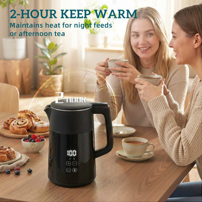 Electric Kettle, 1.7L Fast Boil 3kW Water Kettle with UK Strix Thermostat, LED Display, Keep Warm Function, Auto Shut-off and Boil-Dry Protection, Black