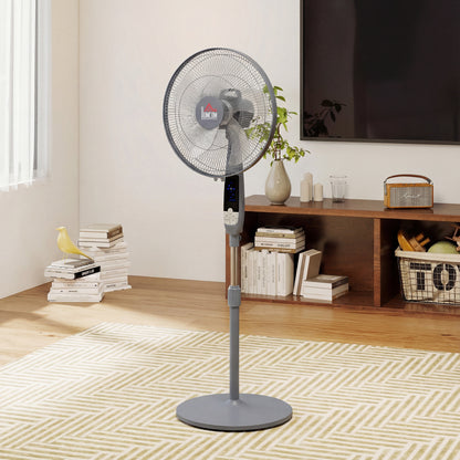 16" Oscillation Cooling Fan with Remote Adjustable Height Grey