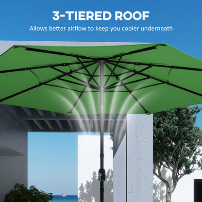 Garden Parasol, Outdoor Umbrella with Tilt Function, Green