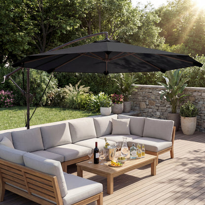3 m Cantilever Parasol, Offset Umbrella with Cover and Wind Ropes