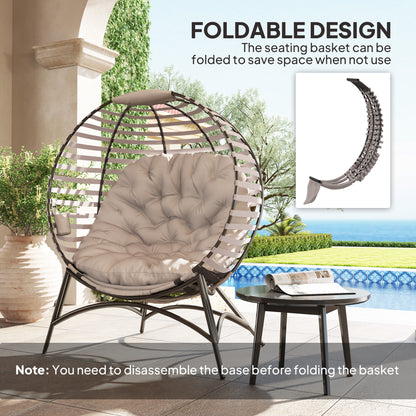 Egg Chair w/ Cushion Steel Frame and Side Pocket, Light Grey