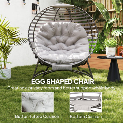 Egg Chair w/ Cushion Steel Frame and Side Pocket, Light Grey