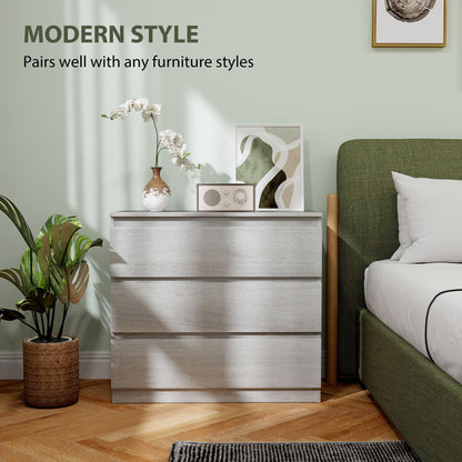 Chest of Drawers, 3 Drawer Storage Cabinet Unit for Bedroom, Grey