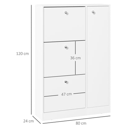 4 Compartment Shoe Storage Cabinet Shelves Footwear Home Office Hallway