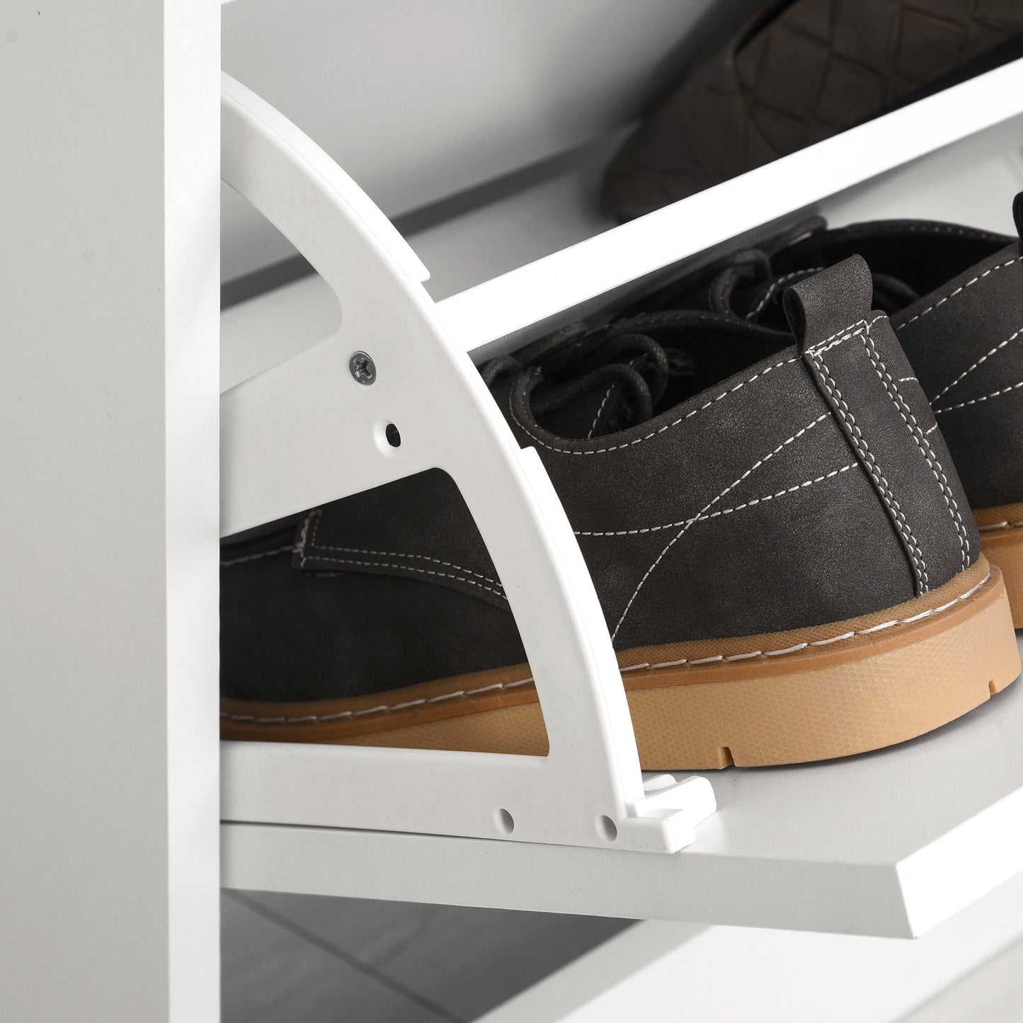 4 Compartment Shoe Storage Cabinet Shelves Footwear Home Office Hallway