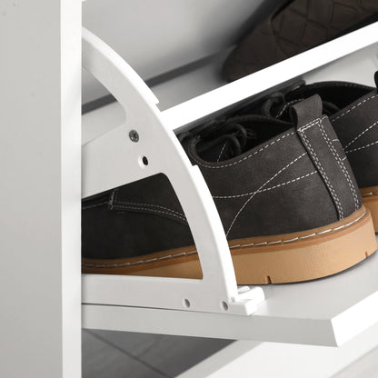 4 Compartment Shoe Storage Cabinet Shelves Footwear Home Office Hallway